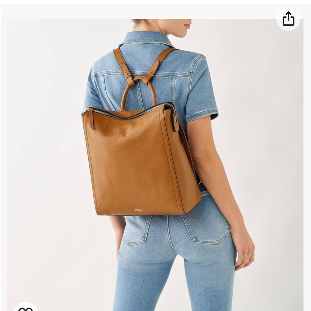 Fossil Parker Convertible Backpack and Handbag Camel Genuine Leather Gently used